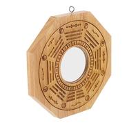 ibasenice Espejo Adecuado para Atraer Buena Suerte y Protección en Casa Bagua Feng Shui de Madera Marrón Colgante Fácil de Cuidar para Decoración del Hogar
