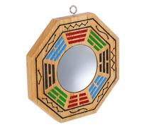 ibasenice Espejo Bagua Colgante de Artesanía de Madera Sintética, Estilo Chino, Elimina Espíritus Malignos y Simboliza Prosperidad para Decoración en Sala o Templo