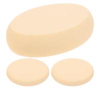 ibasenice Esponja de Maquillaje Ovalada Beige 3 Piezas para Base de Maquillaje Facial, Esponja de Poliuretano Hidrofílico con Agarre para Uso Seco y Húmedo