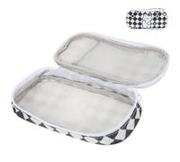ibasenice Estuche para Lápices Grande Estampado de Tablero de Ajedrez | Poliéster Negro, Cremallera Simple y Formato Portátil, para Mochila o Maleta, Adecuado para Adultos y Artistas