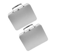 ibasenice Fiambrera Retro Metálica con Asa y Cierre de Pestillo, Caja de Almuerzo de Hojalata Plateada de 2 Piezas, Resistente para Almacenamiento y Transporte de Alimentos en Picnic