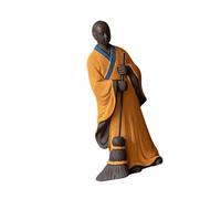 ibasenice Figura de Monje Barrendero de Barro Púrpura Estilo Chino para Decoración de Escritorio en Hogares Modernos Diseño Creativo y Durabilidad