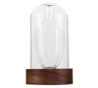 ibasenice Frasco difusor de aromaterapia: Jarrón de Doble Cristal Transparente de 15 cm con Base de Madera para Centro de Mesa de café de Interior y decoración Vintage.