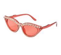 ibasenice Gafas de Sol Pequeñas Estilo Ojo de Gato para Mujer, Color Rojo Translúcido, Montura Cristales Completos, Protección Uv, Accesorio de Moda para Uso Diario y Actividades al Aire
