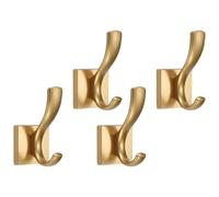 ibasenice Ganchos de Pared Dorados Diseño Clásico y Simple para Colgar Ropa y Toallas, 4 Piezas de Aleación de Superficie Lisa Rebabas para Entrada y Armario