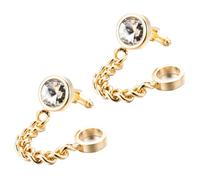 ibasenice Gemelos de Camisa Masculinos de Cristal Baño Dorado Diseño Redondo en Cadena 1 Par para Ocasiones Formales Bodas y Fiestas Obsequios