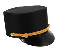 ibasenice Gorro de conductor de tren para adulto: Gorro negro de maquinista de ferrocarril - de desfile ferroviario - tipo pastillero para disfraz de locomotora - Accesorio de conductor de tren para
