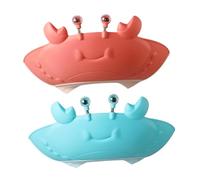 ibasenice Gorro de Ducha Pack de 2 Unidades Fácil Drenaje en Forma de Cangrejo de Silicona, Protección para Ojos y Oídos Rojo y Azul para Niños