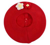 ibasenice Gorro de Invierno para Ñiño Niña de 6 Meses a 3 Años, Boina de Punto Tejido Rojo, Suave y Cálido para Otoño E Invierno, Estilo Francés Adorable y Cómodo