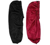 ibasenice Gorros de Dormir de Satén para Mujer 2 Piezas Negro y Burdeos Cierre, y Ligero, Protección del Cabello para Noche y Cuidado Capilar