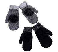 ibasenice Guantes Cálidos para Exteriores de Dedos Completos, Mitones Térmicos de Lana Forro Polar Grueso, 2 Piezas en Negro y Gris Oscuro, Ideales para Invierno, Actividades al Aire Libre