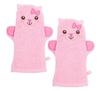 ibasenice Guantes de Baño para Ñiño Forma de Animal, Algodón Rosa, 2 Piezas, Exfoliantes Fricción Fuerte y Secado Rápido para Uso en Fin de Semana o Camping
