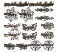 ibasenice Horquillas Vintage de Metal y Bronce Marrón para Niñas y Adultos Pack de 16 Piezas Dientes Antideslizantes para Uso Diario Aire Libre Varios estilos