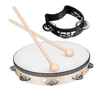 ibasenice Instrumento de Percusión de Mano de 10 Pulgadas, Sonido Claro y Apariencia Única, Incluye 2 Mazos de Madera y 1 Instrumento Negro de 4 Cascabeles para Presentaciones y Diversas