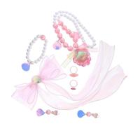 ibasenice Joyas Sirena para Niñas con Clips de Lazo Collar con Pulsera de Perlas y Anillo Accesorios Completos para Fiestas de Cumpleaños y Diarios