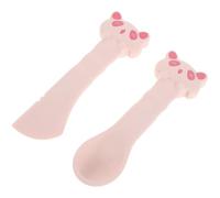 ibasenice Juego 2 Piezas Cuchara Lata y Abrelatas para Mascotas, Pala Silicona Rosa para Comida Enlatada Gatos, Herramienta Higiene y Alimentación Práctica en Hogar Mascotas