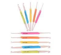 ibasenice Juego de 10 Agujas de Crochet Ergonómicas de Doble Punta de 13,5cm Mango Suave de Tpr y Punta Metálica, Ligeras y Cómodas para Manualidades en Casa