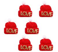 ibasenice Juego de 10 Sombreros de Dedo Navideños Tejidos Color Rojo Love Juguetes Dedos Infantiles Accesorios Educativos para Navidad Material Suave para Piel Sensible