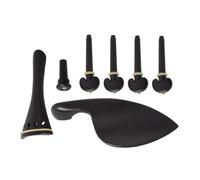 ibasenice Juego De Accesorios Para Violín De Ébano Negro, 4 Piezas (cordal, Clavijas, Mentonera y Botón Trasero) Para Reemplazo y Reparación Profesional De Instrumentos Musicales