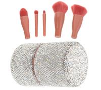 ibasenice Juego de Brochas de Maquillaje Portátil con Tapa, Mini Kit de Pinceles para Base, Polvos y Sombras, Organizador de Acrílico con Gemas de Imitación para Viaje y Uso en Casa, Set