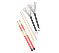 ibasenice Juego de Brochas para Batería de Acero y Madera con Bolsa, Set Multiusos para Conciertos y Cafés, Baquetas con Buen Equilibrio para Adultos y Niños