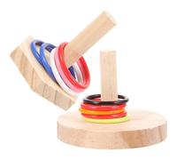 ibasenice Juego de Inteligencia para Loros Anillos de Madera, 2 Piezas, Entrenamiento Interactivo, Madera Natural, Tamaño 9.5 Cm, para Periquitos y Aves Pequeñas, Accesorio Color Aleatorio