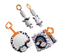 ibasenice Juego de Libros de Tela para Bebés Papel Sonoro Espejo Deformante y Diseño Blanco y Negro Libro Educativo Lavable para Estimulación Temprana y Desarrollo Motriz