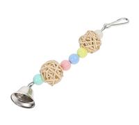 ibasenice Juguete Colgante para Masticar Loros con Campana, Material Natural, Tamaño Mediano, Apto para Jaulas, Estimula Conducta y Búsqueda de Alimento para Aves Domésticas