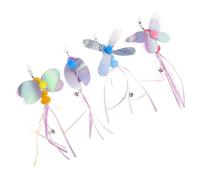 ibasenice Juguetes Interactivos para Gatos 4 Piezas Campana Accesorios Varita con Diseño de Insectos ala Ancha Abeja Libélula Mariquita para Juego y Ejercicio Mascotas Color Color Aleatorio