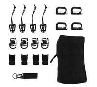 ibasenice Kit de 18 Piezas de Accesorios para Mochila Negra, Organizador de Correas Elásticas, Clips para Tubo de Hidratación y Portaengranajes, Adecuado para Camping, Senderismo