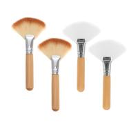 ibasenice Kit de 4 Brochas Abanico para Maquillaje Facial Pelo de Nylon y Mango de Madera, Aplicación Uniforme de Polvos Fijadores para Maquillaje de Mujer