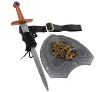 ibasenice Kit de Espada de Caballero y Escudo de Dragón para Cosplay Vikingo, Portacuchillas y Funda de Cinturón, Adecuado para Atuendo Renacentista Masculino