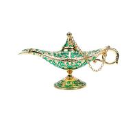ibasenice Lámpara Maravillosa de Aladino Retro de Aleación de Zinc Verde, Decoración Estable y Creativa para Escritorio y Hogar, Estilo Vintage Chic