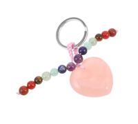 ibasenice Llavero de Corazón de Cristal Natural Rosa Dije para Bolso, Colgante San Valentín para Mujer, Accesorio Versátil y Obsequio Original para San Valentín