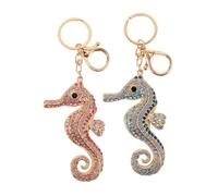 ibasenice Llaveros Brillantes De Caballito De Mar 2 Piezas, Colgantes De Metal Con Gemas De Imitación, Lindos Dijes Para Bolso Femeninos, Accesorios Para Mochila y Llaves, Obsequio Temático Oceánico