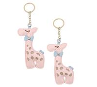 ibasenice Llaveros de Dibujos Animados Jirafa 2 Piezas Colgantes para Bolsos y Mochilas Diseño Rosa Aro Redondo Accesorios Decorativos