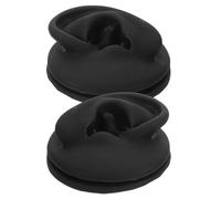 ibasenice Modelo de Oreja Realista de Silicona Flexible Izquierda y Derecha para Práctica de Piercing y Exhibición de Pendientes, 2 Unidades Negras, Soporte Portátil para Uso en Formación