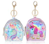 ibasenice Monedero Unicornio Pequeño con Llavero, Cuero PU Brillante, Rosa, para Niñas, Uso Diario y Viajes, Diseño Compacto y Funcional
