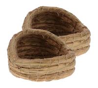 ibasenice Nido para Gallinas Ponedoras 2 Piezas, Caseta Tejida de Paja Natural, Cama Pequeña para Mascotas, Diseño Tipo Pantufla de 15 Cm, Adecuado para Cría y Puesta en Gallineros