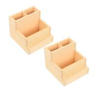 ibasenice Organizador de Brocas para Uñas 2 Piezas Caja de Madera Doble Capa Pequeña Soporte para Cabezales de Pulido Estuche Compacto para Almacenamiento de Herramientas de Manicura