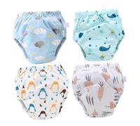 ibasenice Pañales De Algodón Para Bebés Reutilizables M, Entrenamiento Ajustable y Lavable, Pantalones Pañal Transpirables 4 Piezas Diseño Infantil Para Uso Diario y Viajes