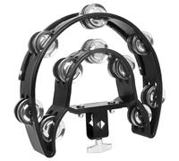 ibasenice Pandereta de Percusión Portátil Doble Hilera de Cascabeles, Material Metal y Abs, Fácil de Usar y Cómoda para Adultos, Adecuado para Día del Niño