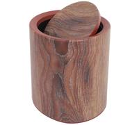 ibasenice Papelera Capacidad Moderada y Tapa Abatible y Versátil Redonda de Plástico con Diseño de Veta de Madera para Oficina y Cocina