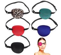 ibasenice Parches Oculares Ajustables Ojo para Adultos 6 Unidades Material Flexible y Transpirable Colores Variados Negro Azul Rosa Verde Rojo Estampado de Leopardo Ideales para