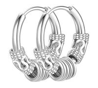 ibasenice Pendientes Aro Dragón Minimalistas de Acero Inoxidable para Hombre y Mujer, Joyería de Moda Unisex, 2 Piezas, Diseño Vintage Patrón de Tótem Dragón, Tamaño Pequeño, Color Acero