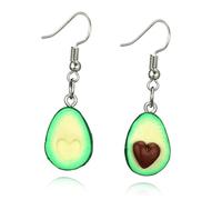 ibasenice Pendientes Colgantes Aguacate De Arcilla Polimérica Para Mujer y Niñas, Diseño Corazón, Ligeros y Seguros, Adecuado Para Uso Diario y Obsequio,