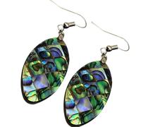 ibasenice Pendientes Colgantes de Concha de Abulón Natural Diseño Ovalado Forma de Ojo de Caballo Ligeros y Elegantes para Mujer Joyería Artesanal para Uso Diario y Ocasiones Obsequios