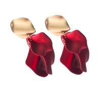 ibasenice Pendientes Colgantes de Flores Rojas para Novia 1 Par Estilo Francés Diseño Pétalo Accesorio para Oreja Ideales para Boda y Fiesta