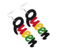 ibasenice Pendientes Colgantes Letra Reina Africanos De Madera Para Mujer, Joyería Ligera y Creativa Para Fiesta y Uso Diario, Diseño Redondo Imprimido, Accesorios Únicos De Moda