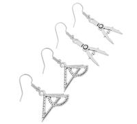 ibasenice Pendientes Colgantes para Mujer Diseño de Brújula y Regla Triangular, Estilo Contemporáneo, Aleación Plateada, Distintivos y Llamativos, para Uso Diario y Fiestas Informales